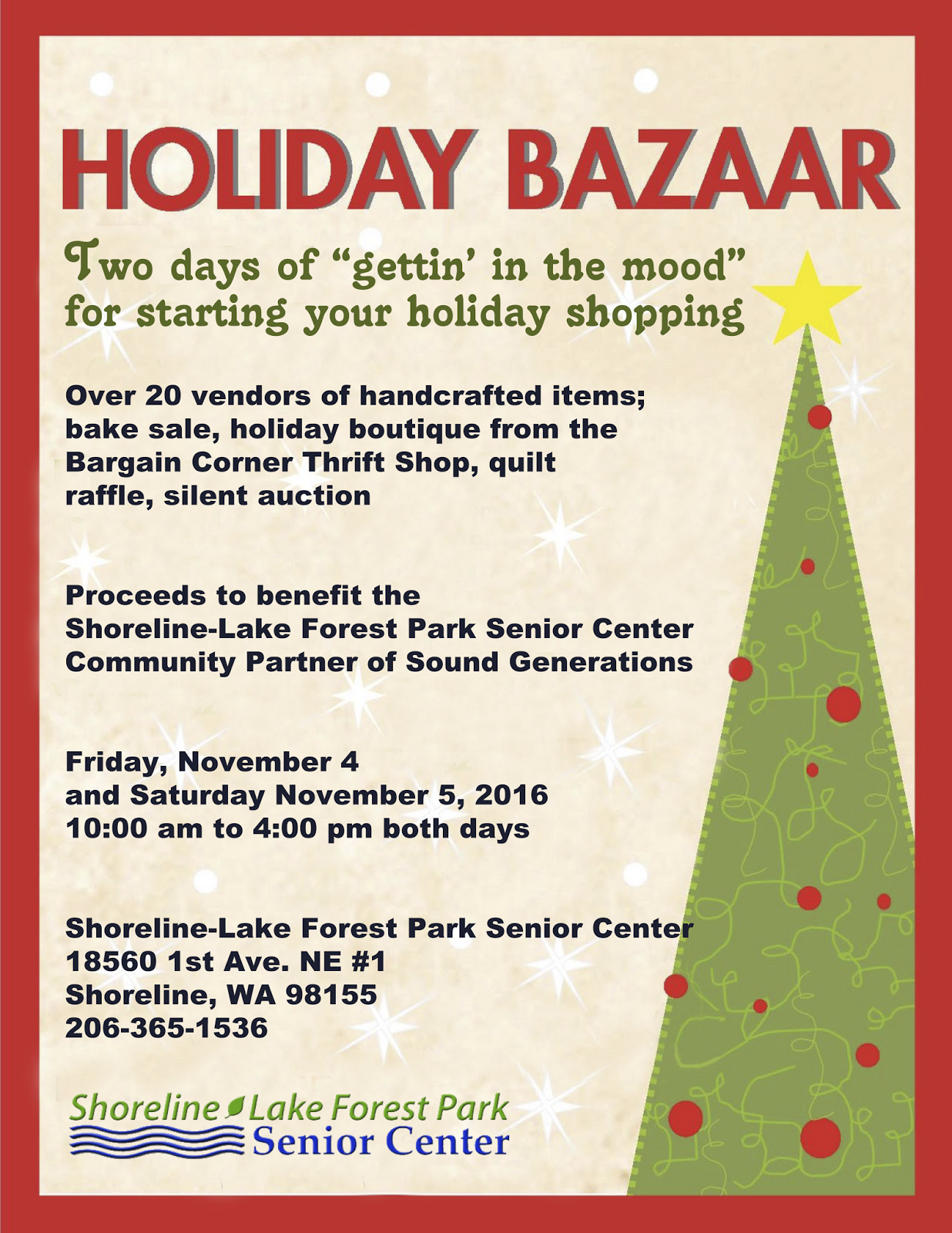 Shoreline Area News Senior Center holiday bazaar Friday Saturday Nov 45