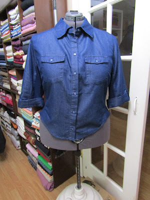 Denim Shirt fix www.sewplus.blogspot.com
