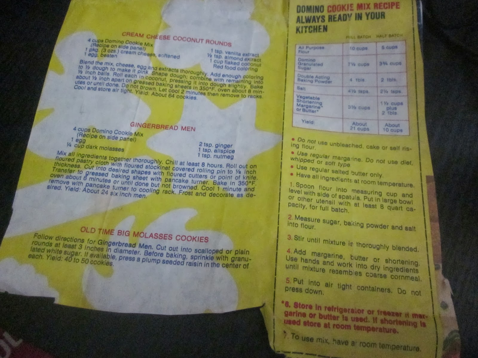 Grandma's Vintage Recipes DOMINO COOKIE MIX RECIPE AND THREE COOKIE