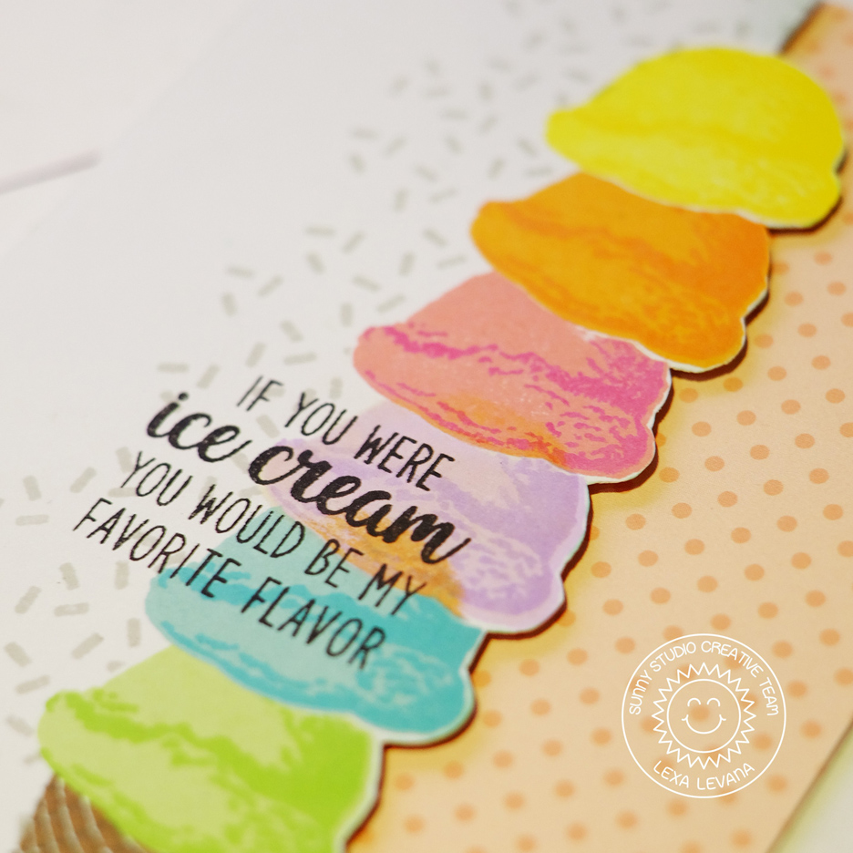 Sunny Studio Two Scoops Six Scoop Ice Cream Card with Lexa