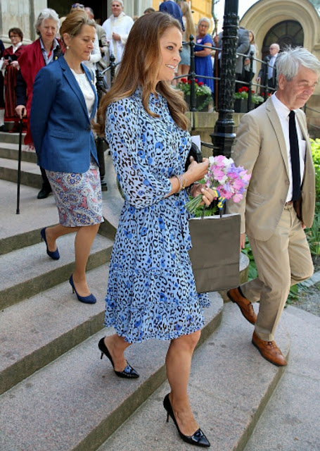 Princess Madeleine attends a service at Hedvig Eleonora Church
