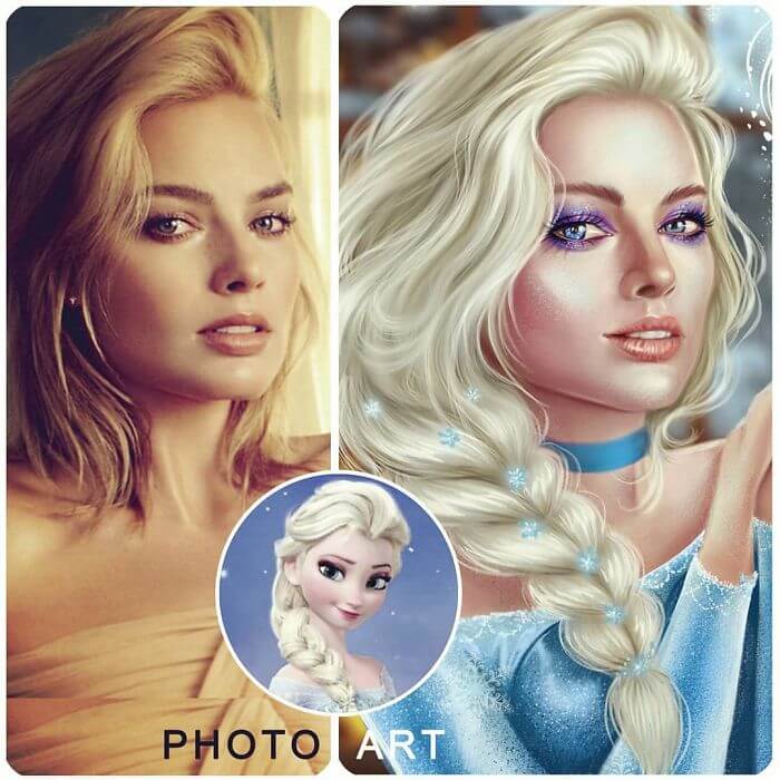 04-Margot-Robbie-As-Elsa-Helen-Morgun-Celebrities-and-Disney-www-designstack-co