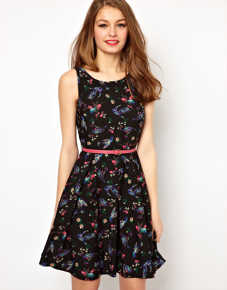 pretties' closet: A Wear Bird Print Dress With Belt