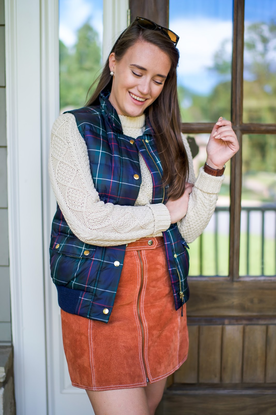 Fisherman Sweater + Suede Skirt New York City Fashion