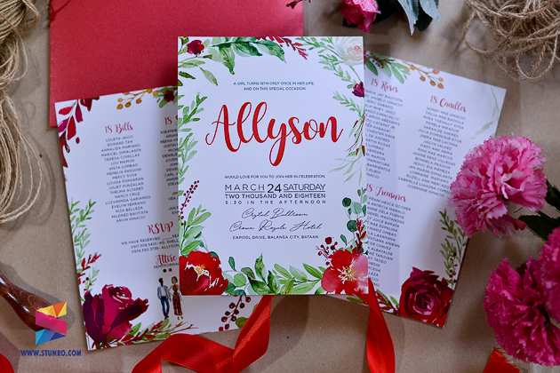 red enchanted forest themed debut invitation stunro creativeworks