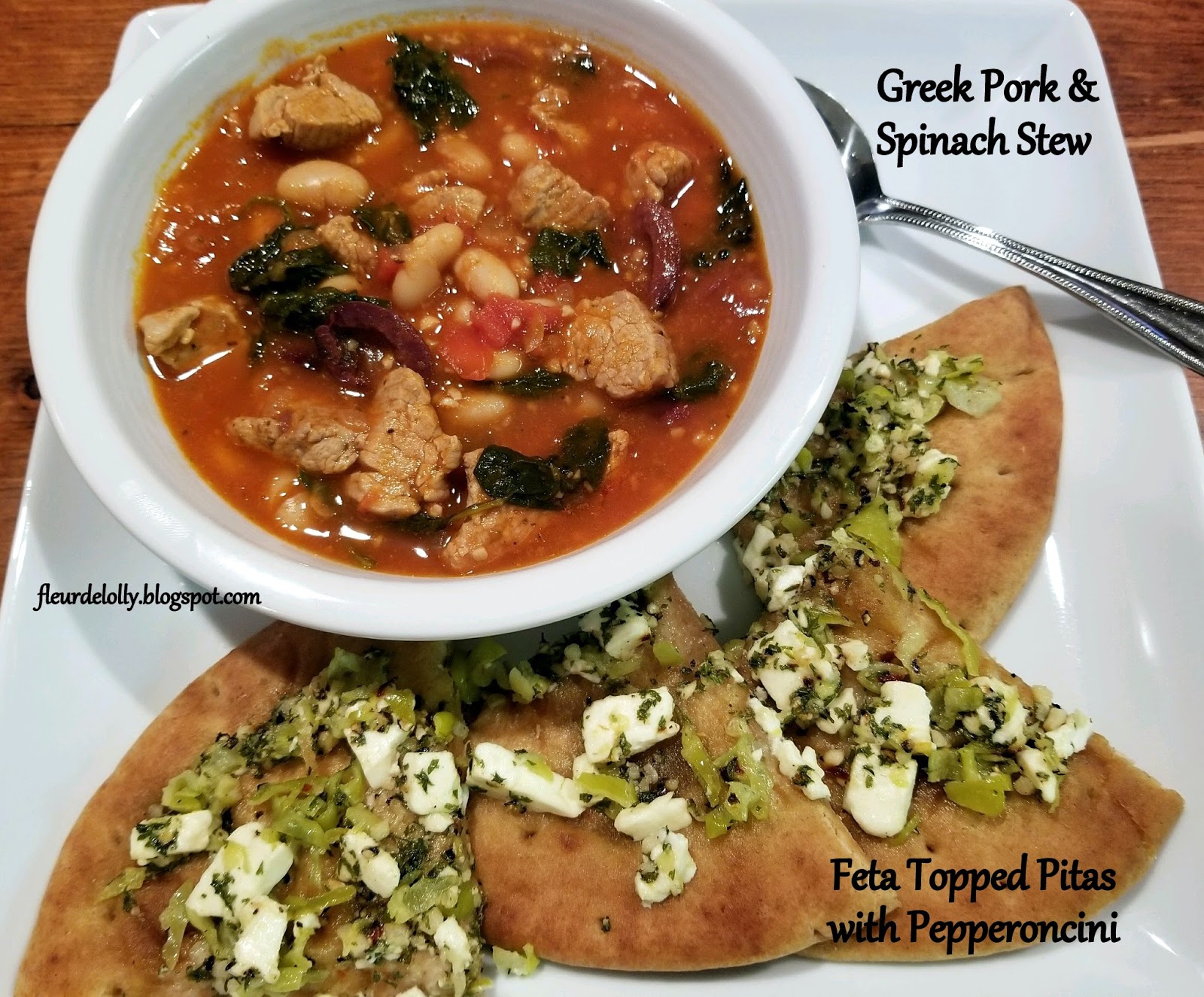 Fleur de Lolly Greek Pork and Spinach Stew with beans and olives