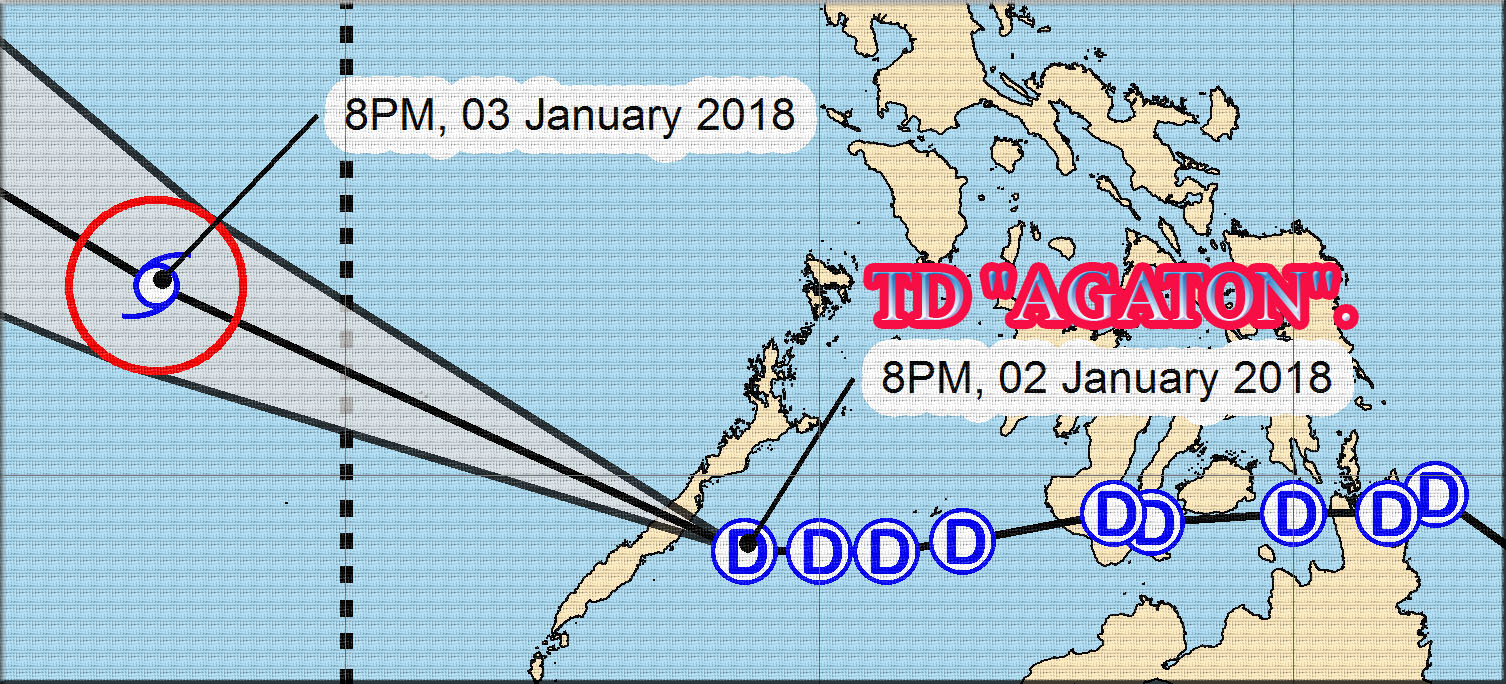 PAGASA Weather Forecast TD Agaton as of today, 02 January 2018. PH
