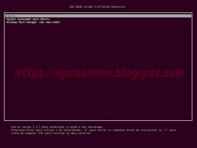 Tela do GRUB em dual boot com Windows 10 Tela do GRUB em dual boot com Windows 10