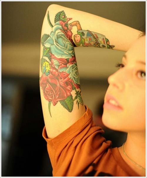woman sleeve rose tattoo kadın kol gül dövmesi woman sleeve rose tattoo kadın kol gül dövmesi