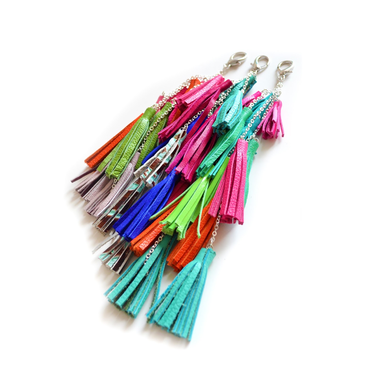 Boo and Boo Factory Leather Tassel Key Chains and Purse Clips