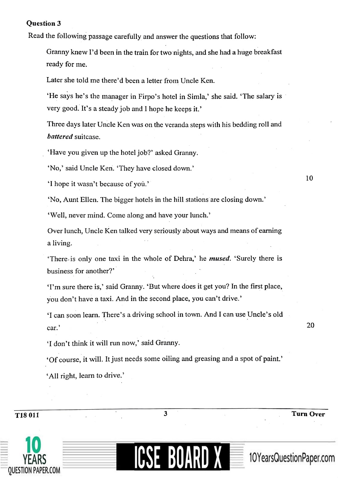 ICSE class 10 English language board question paper Download ICSE Board 2018 English Language Question paper 1 page-03