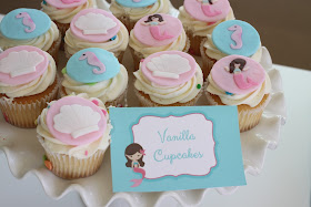 swim mermaid claire fondant toppers vanilla cupcakes