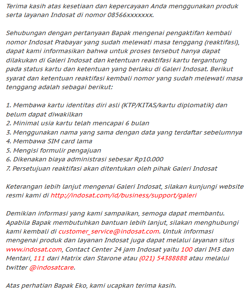 Email Indosat Untuk Menghidupkan Nomor Indosat Yang Hangus