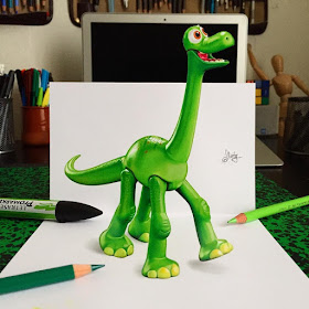 13-The-Good-Dinosaur-Stephan-Moity-2D-Drawings-Optical-Illusions-made-to-Look-3D-www-designstack-co
