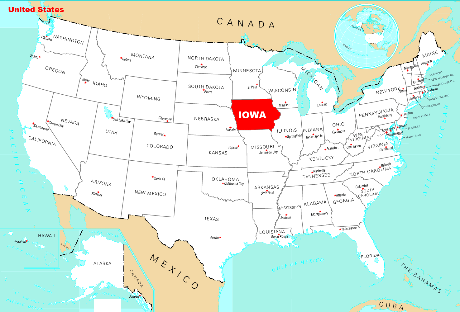 Map of Iowa | State Map of USA