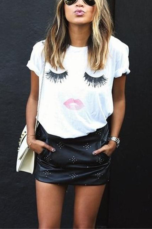 Lips Eyelash Print Shirt