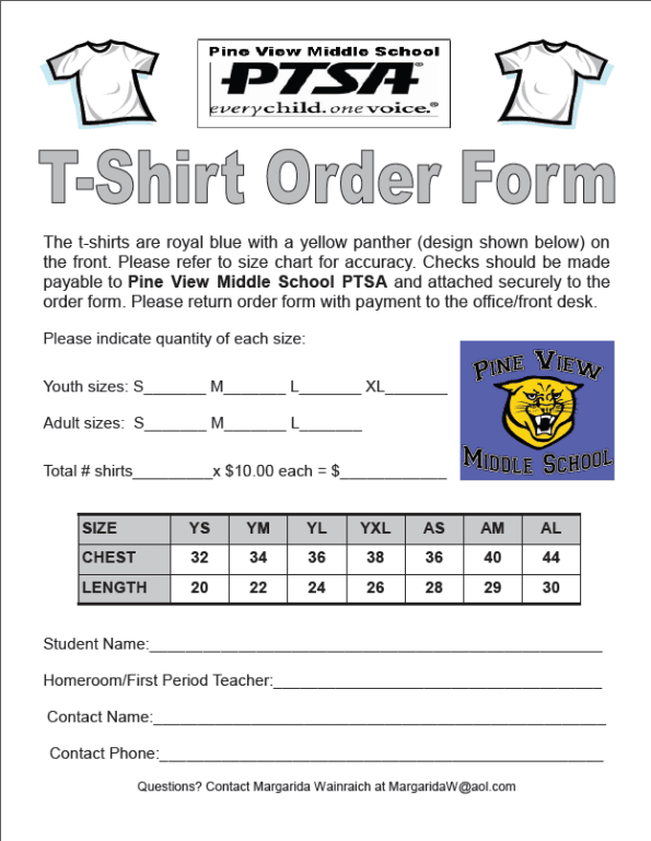 Printable T Shirt Order Forms Templates