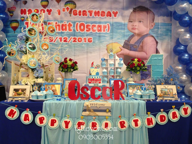 Trang trí thôi bôi bé trai chủ đề Biển Trang trí thôi bôi bé trai chủ đề Biển