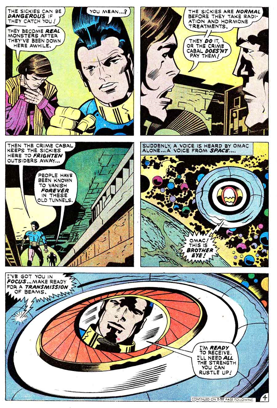 Omac v1 #6 dc bronze age comic book page art by Jack Kirby