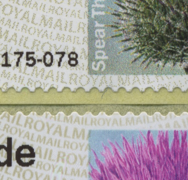 New digitally printed spear thistle post and go stamp compared with original.