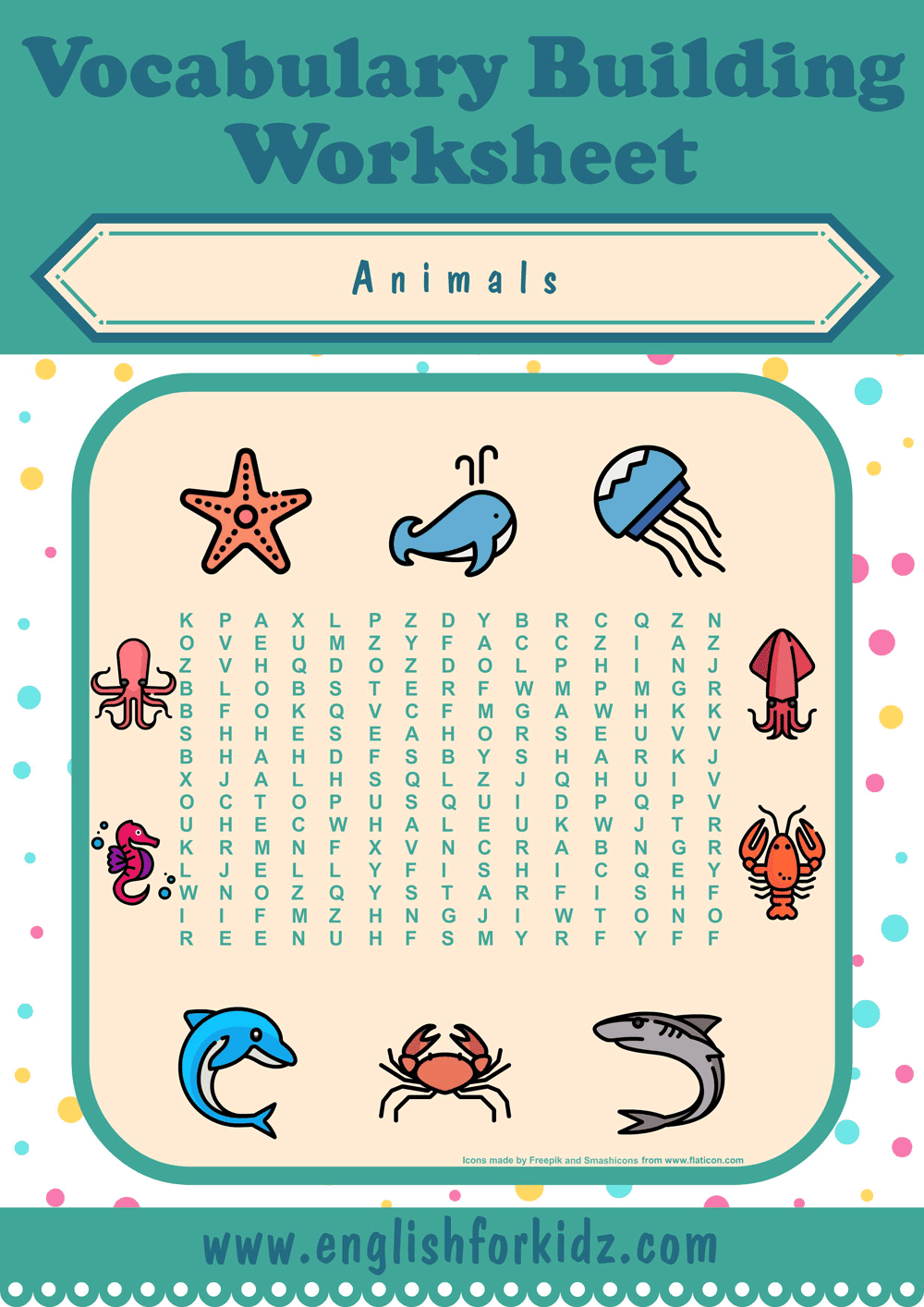Animals Word Search Worksheets