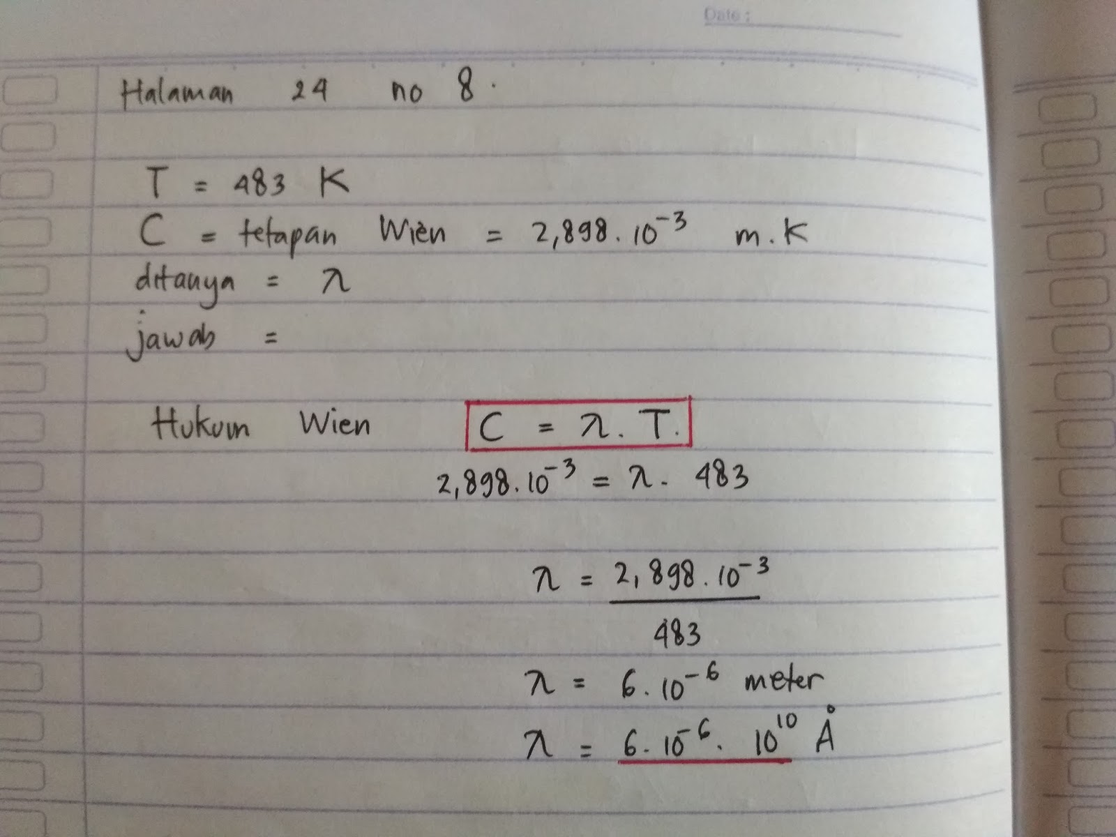 Ruang Kelas: Pembahasan Beberapa Soal dari materi Radiasi benda Hitam