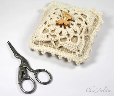 crochet doily Pincushion - by Chez Violette