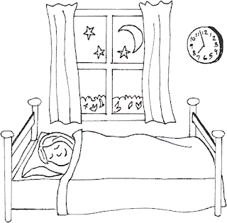 Dibujo de niña durmiendo en su cama
