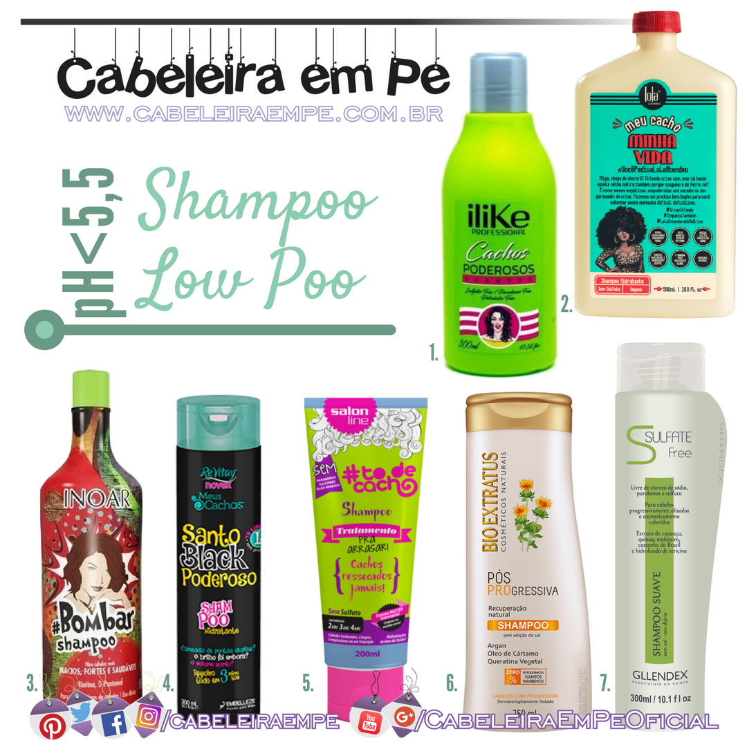 7 Opções de Shampoos Liberados para Low Poo com pH baixo (acidez até 5,5)
