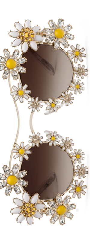 Dolce & Gabbana Golden Margherite Metal Sunglasses with Daisy Jewels