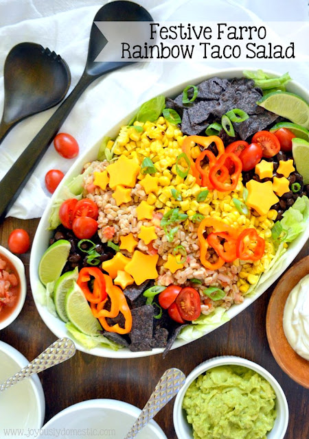 Joyously Domestic: Festive Farro Rainbow Taco Salad