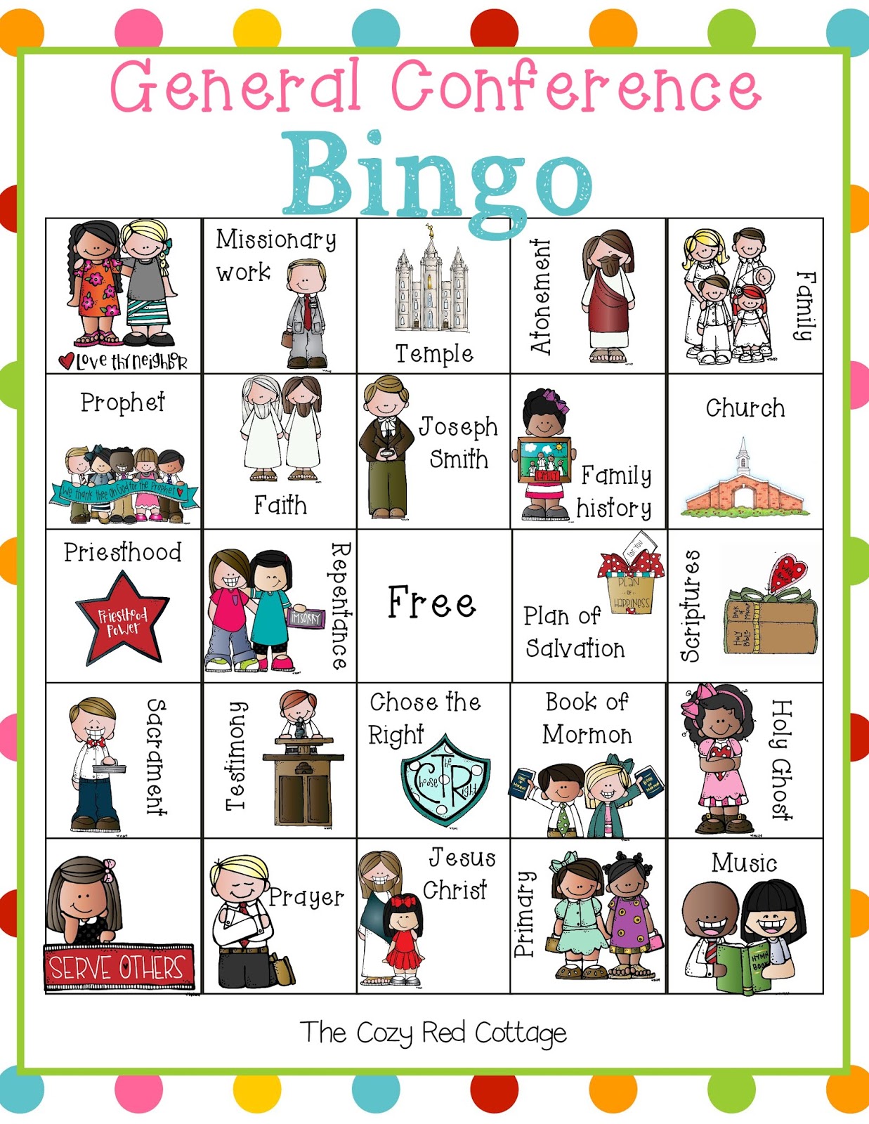 The Cozy Red Cottage General Conference Bingo Match Game And Mini 