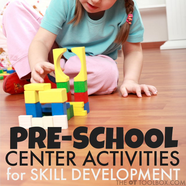 Use these preschool center ideas to help kids develop pre-writing skills and other developmental skills like visual motor and fine motor skills. Use these preschool center ideas to help kids develop pre-writing skills and other developmental skills like visual motor and fine motor skills.