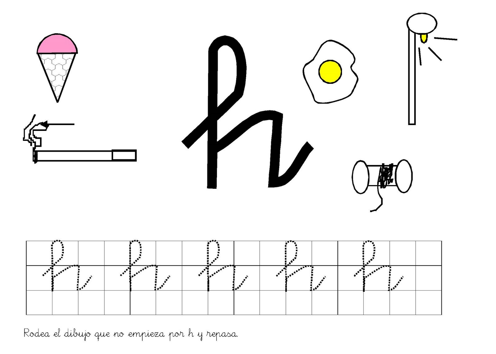 Recursos para Educación de Adultos Caligrafía letra H