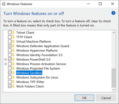 Finestra Funzionalità Windows