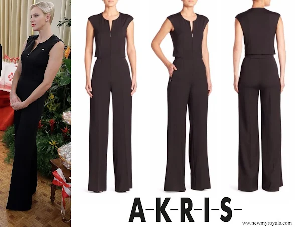 Princess Charlene wore Akris Stretch Silk Jumpsuit