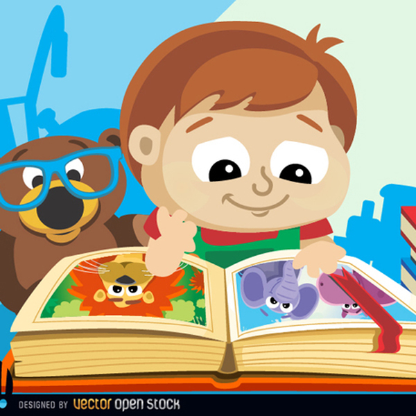 CUTE LITTLE BOY WITH BOOK FREE VECTOR