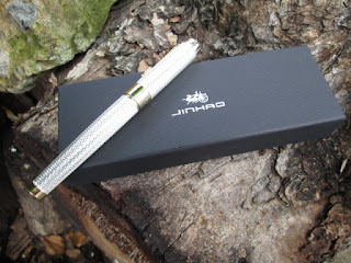 Pulpen Mewah Jinhao JH1200 Canetas Silver Pen Gold Clip With Box