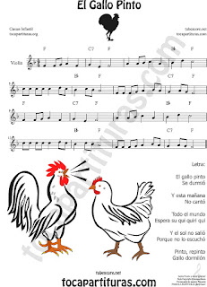  Viola Sheet Music for El Gallo Pinto The Painted Rooster Popular Children Music Scores