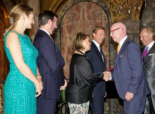 Grand Duke Henri, Duchess Maria Teresa, Prince Guillaume and Duchess Stéphanie hosted a garden party. Princess Stéphanie wore Elie Saab dress