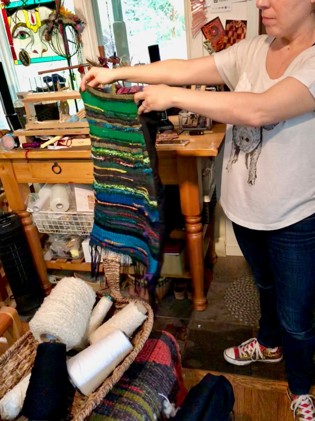 CENTERING WITH FIBER Saori Santa Cruz Mom's and kid's weave and sew