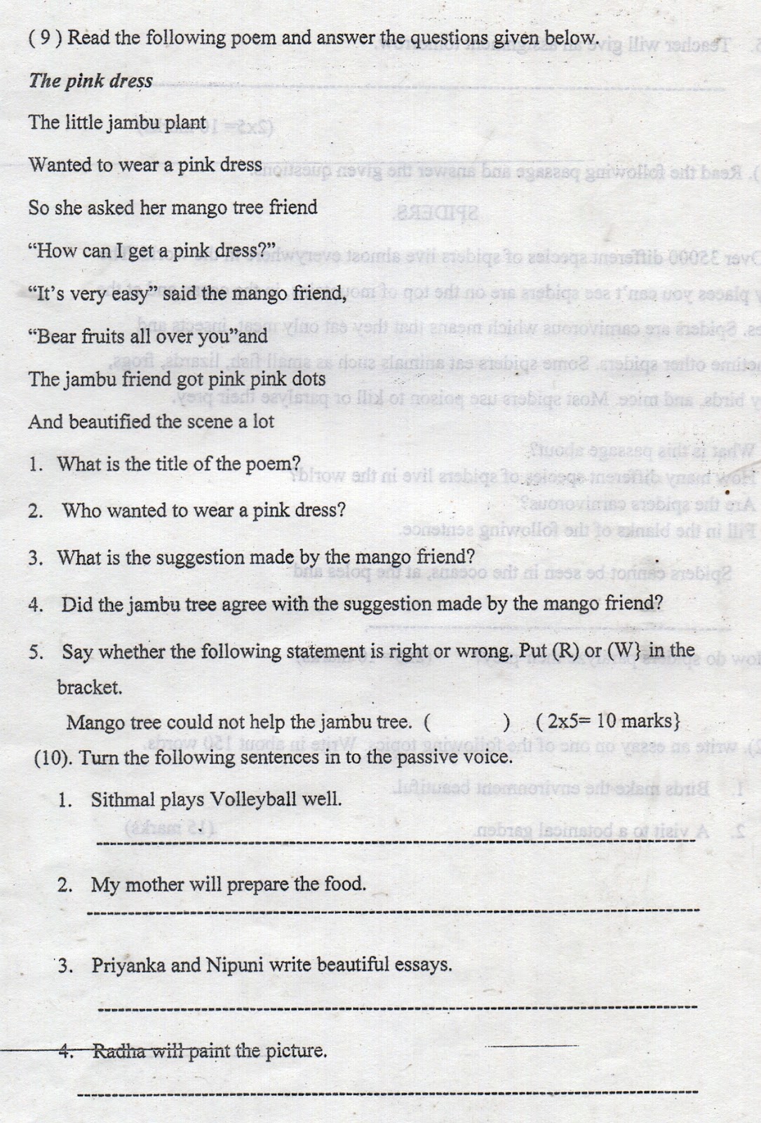 grade 4 english second term test paper
