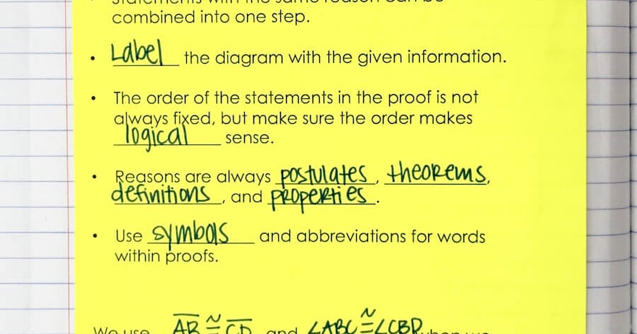 Intro Geometry Proofs INB Pages | Mrs. E Teaches Math