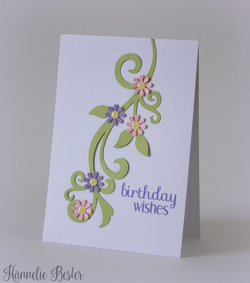 Pastel flourish and flower birthday card