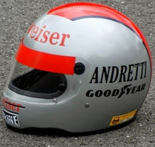 Il casco di Mario Andretti. Anche Michael e Marco Andretti hanno usato questo disegno