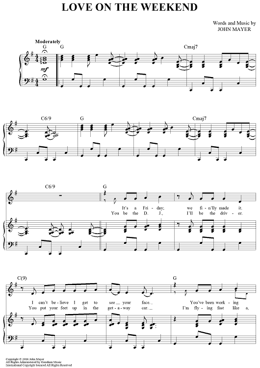 love on the weekend free sheet download