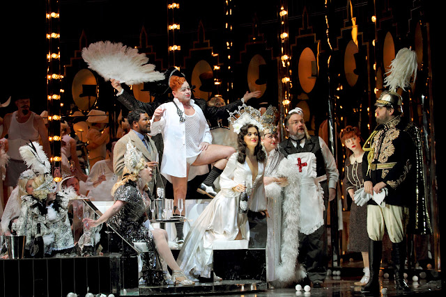 Verdi: La Traviata - Heather Shipp, Lukhanyo Moyake, Aled Hall, Claudia Boyle, Henry Waddington, Martha Jones, Benjamin Bevan - English National Opera (Photo Catherine Ashmore) Verdi: La Traviata - Heather Shipp, Lukhanyo Moyake, Aled Hall, Claudia Boyle, Henry Waddington, Martha Jones, Benjamin Bevan - English National Opera (Photo Catherine Ashmore)