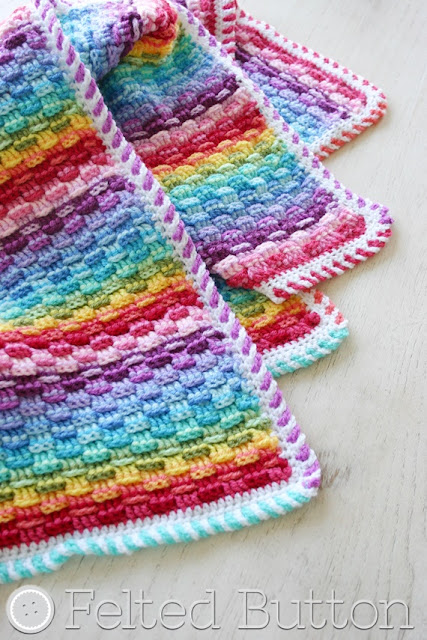 Basket of Rainbows Blanket Crochet Pattern by Susan Carlson of Felted Button