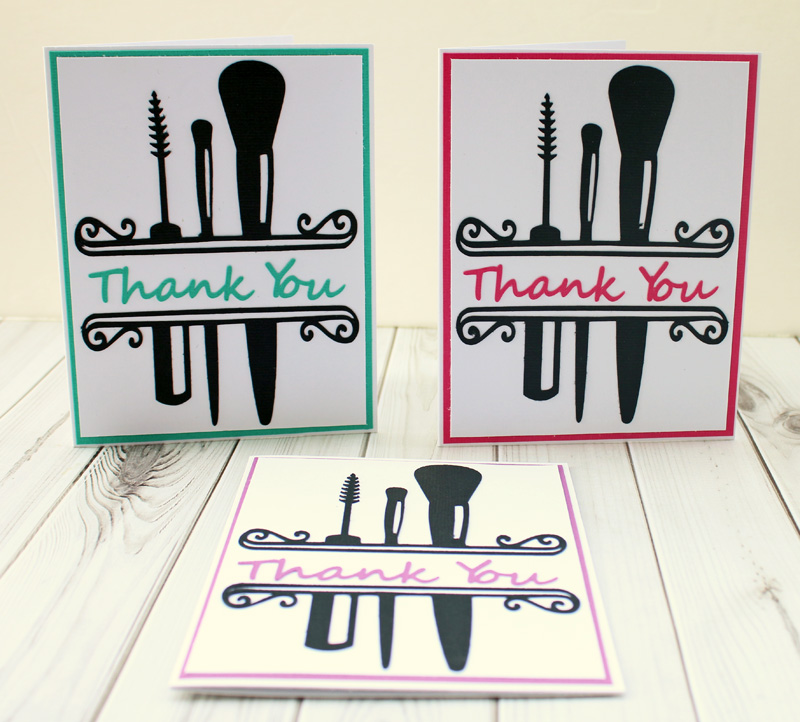 Taylor Stamped Makeup Themed Thank You Cards