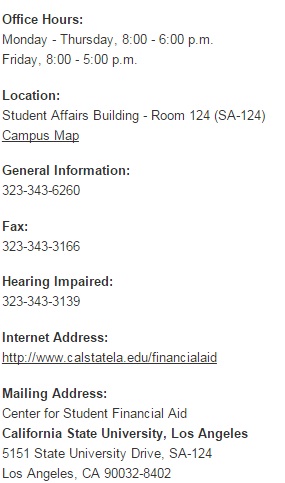 CSULA Financial Aid Office A Center Support for Financial Aid and